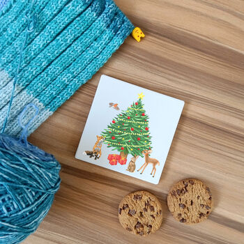 Woodland Animals Christmas Ceramic Coasters, 3 of 6