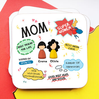 Super Mom Coaster, Personalised Coaster From Son/Daughter, 2 of 3