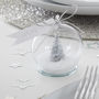 Christmas Silver Tree Snow Globe Christmas Place Cards, thumbnail 1 of 3