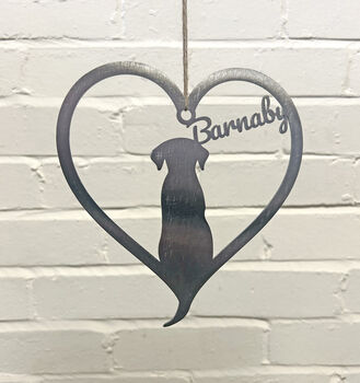 Personalised Dog Silhouette Steel Heart, 4 of 4