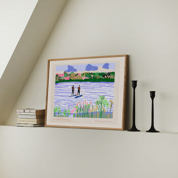 Paddleboarding Art Print Stand Up Paddle Board Lake Scene Poster, 8 of 9