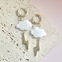 18ct Gold Plated Cloud And Lightning Huggie Earrings, thumbnail 2 of 4