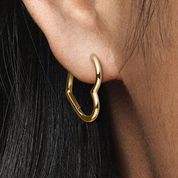 Gold Plated Sterling Silver Heart Hoop Earrings, 2 of 4
