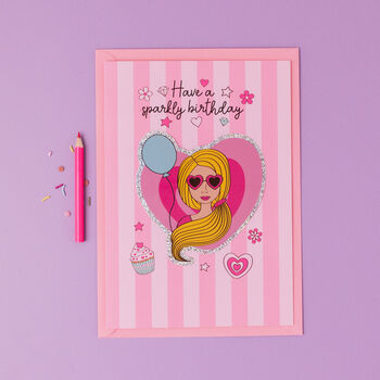 Personalised Girly Birthday Card With Stickers, 4 of 7