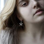 Sterling Silver Dangly Geometric Star Earrings, thumbnail 7 of 9