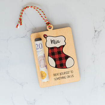 Personalised Christmas Stocking Money Gift Holder, 3 of 5