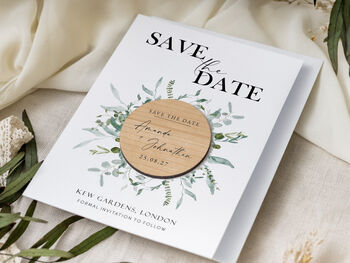 Wedding Save The Date Eucalyptus Cards Magnets, 6 of 9