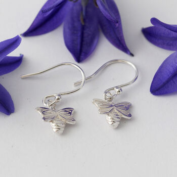 Bee Earrings In Silver, 3 of 7