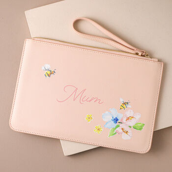 Personalised Floral Bee Accessory Bag, 3 of 4