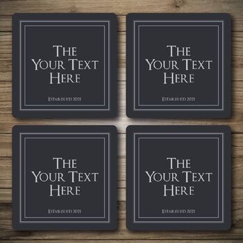 Personalised Bar Runner And Coasters Modern Grey, 2 of 8