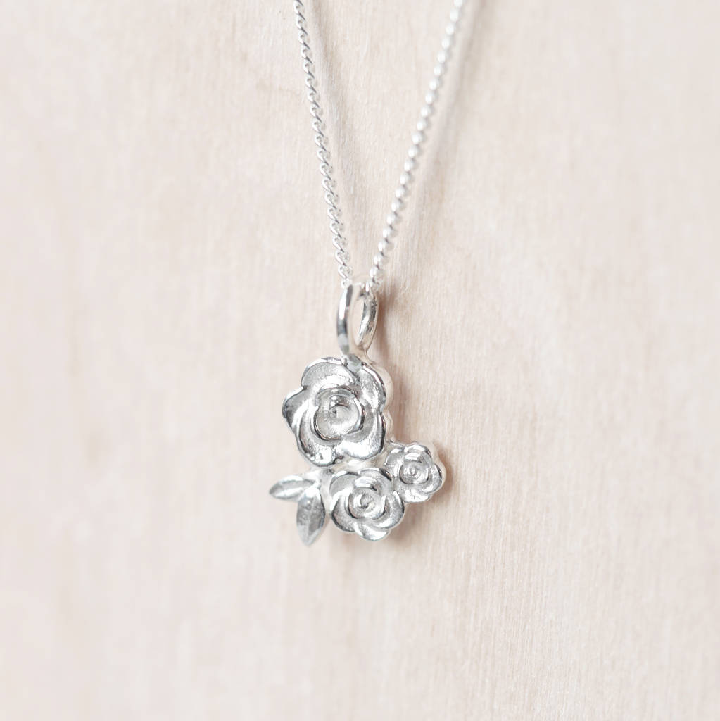 Sterling Silver Rose Pendant, 1 of 4