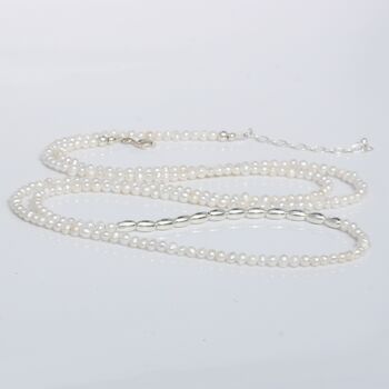 Long Sterling Silver And Pearl Necklace, 3 of 10