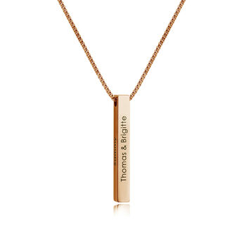 Personalised Laser Engraved 3D Rectangle Bar Necklace, 5 of 9