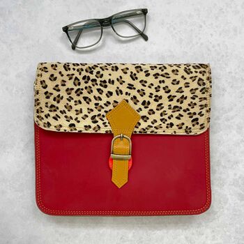 Recycled Leather Animal Print Crossbody Clutch Bag, 7 of 10