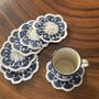 Six Crochet Coasters, Blue White, Citrus, Sunflower, thumbnail 4 of 12