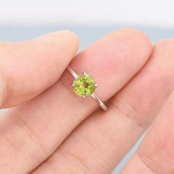 Genuine 1 Ct Peridot Ring In Sterling Silver, 3 of 11