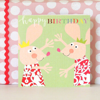 Happy Birthday Gleeful Mice Greetings Card, 3 of 5