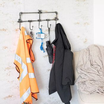 Metal Coat Rack Wall Mounted Pipe Hooks Home Storage, 9 of 11