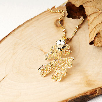Small Lacey Oak Real Leaf Necklace, 9 of 12