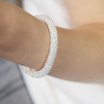 Bead Effect Textured Silver Colour Bracelet, 2 of 3