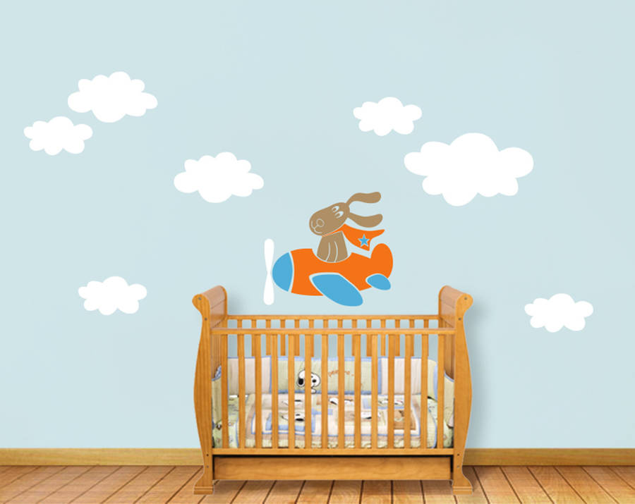 'Flying Dog With Clouds' Wall Sticker, 1 of 3