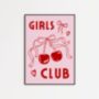Girls Club Wall Art Print Pink Bows Cherries, thumbnail 9 of 10