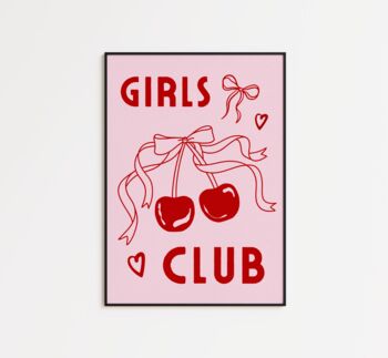 Girls Club Wall Art Print Pink Bows Cherries, 9 of 10