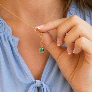 Mother And Two Children Birthstone Pendant Necklace, 3 of 10