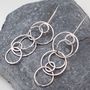 Circle Hammered Sterling Silver Long Drop Earrings, thumbnail 5 of 6