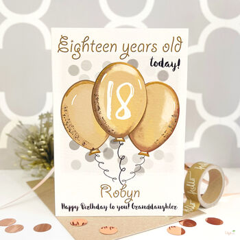 Personalised Gold Balloons Age Birthday Card, 8 of 12