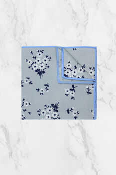 Wedding Handmade Cotton Floral Print Tie In Light Blue, 7 of 8