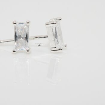 Diamond Style Stud Earrings In Sterling Silver, 2 of 4