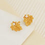 Gold Plated Leaf Earrings With Pearl, thumbnail 1 of 6