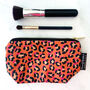 Coral Orange Leopard Print Washable Makeup Bag, thumbnail 3 of 10