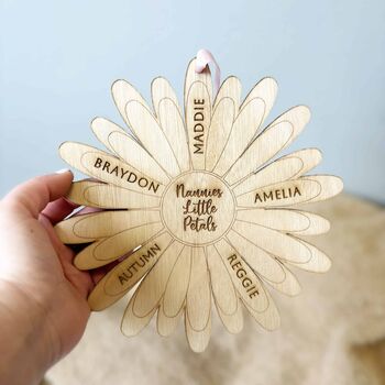 Personalised Little Petals Flower Hanging Wooden Plaque, 2 of 4