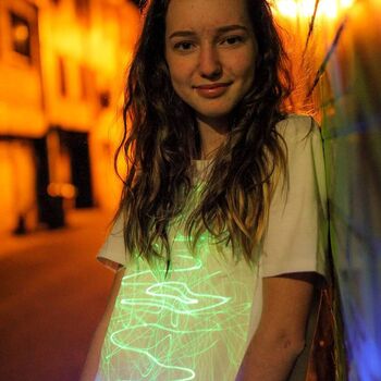 Childrens Interactive Green Glow T Shirt In White, 3 of 5