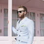 Mens Mint Green Gingham Print Cotton Pocket Square, thumbnail 3 of 12