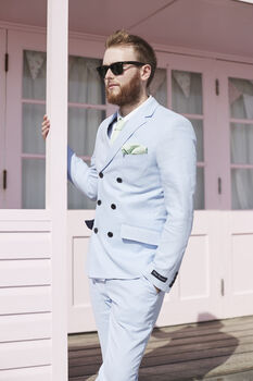 Mens Mint Green Gingham Print Cotton Pocket Square, 3 of 12