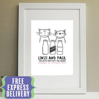 'Cats That Got The Cream' Engagement Print Gift, 2 of 7