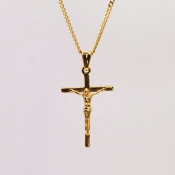 Crucifix Handmade 18 K Gold Plated Necklace, 2 of 5