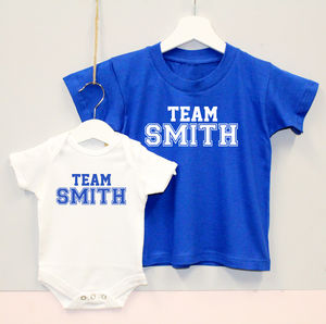 Personalised 'Team Surname' Childrens T Set By Precious Little Plum