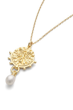 14 K Gold Goddess Pearl Pendant Necklace, 5 of 6