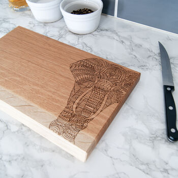 Personalised Elephant Design Oak Chopping/Serving Board, 2 of 6