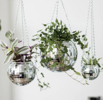 Pink/Silver Disco Ball Hanging Planter, 3 of 3