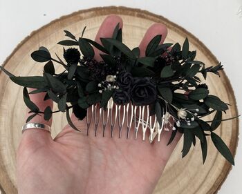 Gothic Dried Flowers Hair Comb, 2 of 5