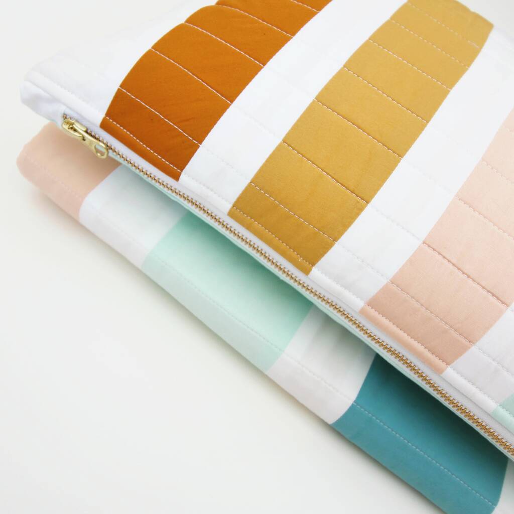 pastel rainbow striped handmade quilted cushion cover by kindred quilting co