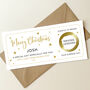Personalised Christmas Surprise Scratch Card: Stars And Gold Circle Design, thumbnail 2 of 8