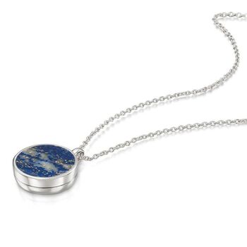 Lapis Lazuli Modern Round Locket Sterling Silver, 4 of 10