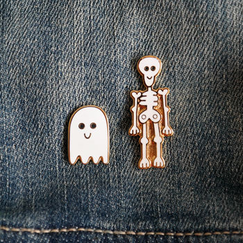 Skeleton And Ghost Pin Badges, 3 of 9