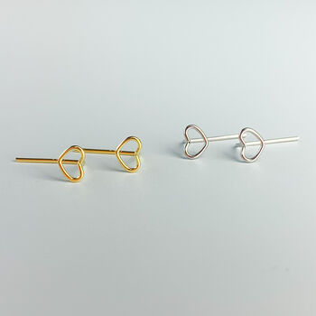 Sterling Silver Minimalist Heart Hook Earrings, 4 of 7